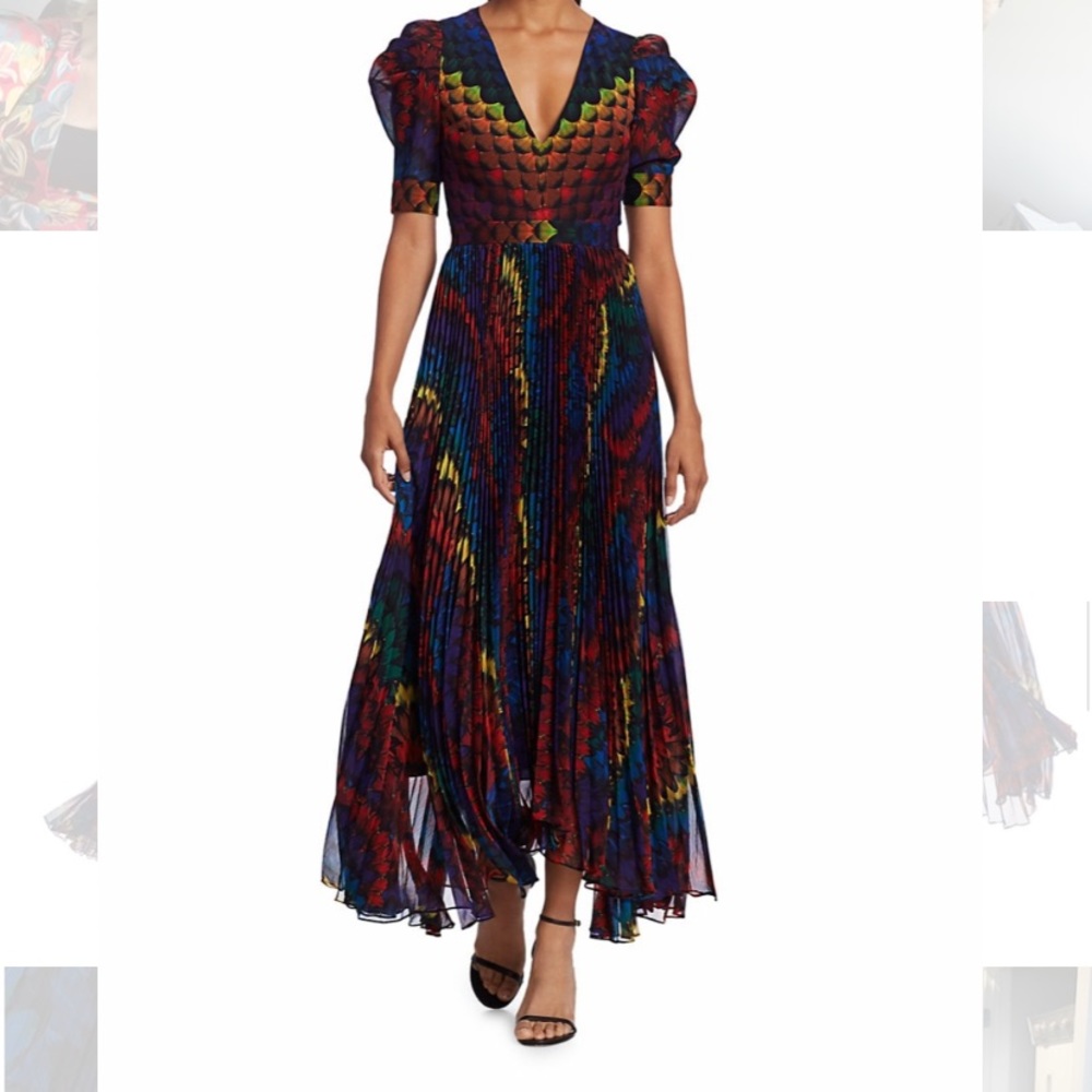 Alice + Olivia Havana Pleated High Low Dress